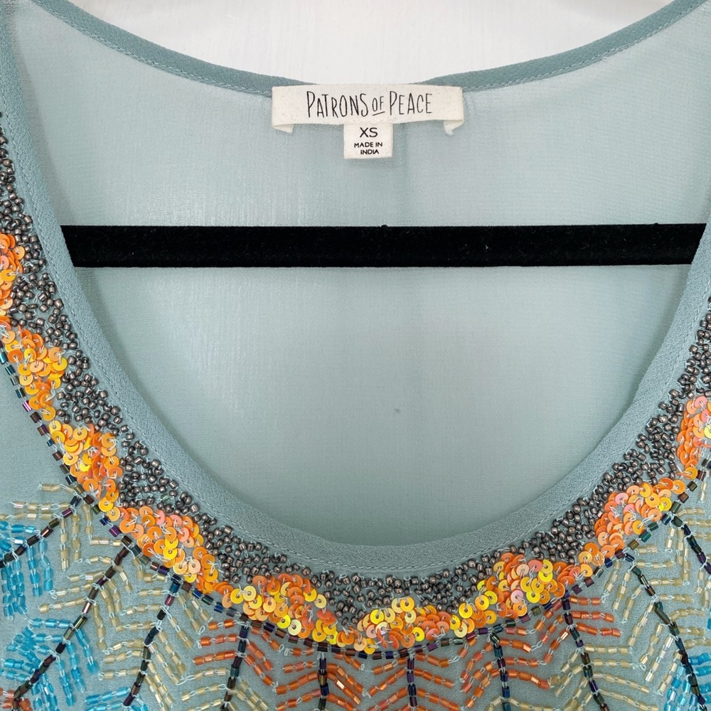 Powder Blue Sequin and Beaded Dreamcatcher Tunic - Picture 3 of 4